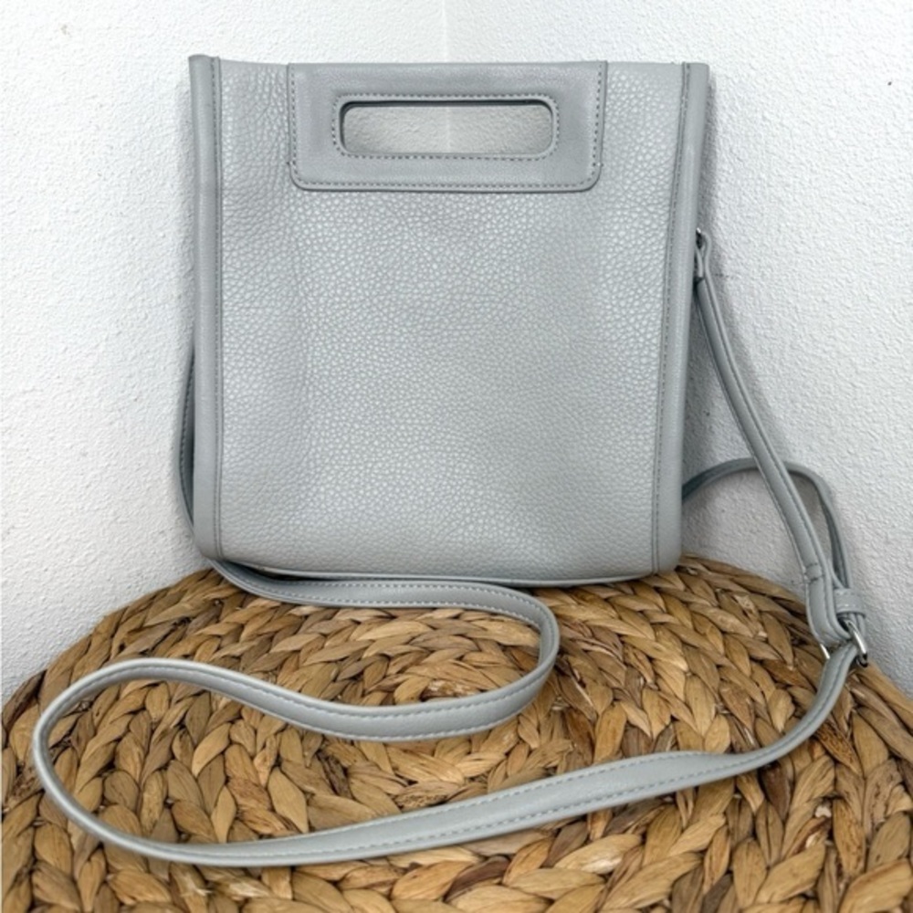Minimalist Purse Light Gray Faux Pebbled Leather Boutique Brand Crossbody Bag